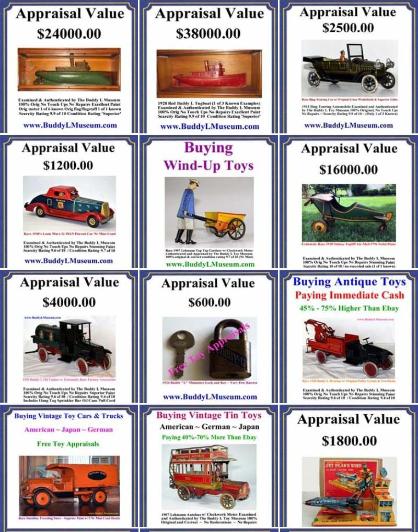 free toy appraisal Buddy L Museum buying vintage toys Free antqiue toy appraisals, free vintage toy appraisal free online toy appraisals